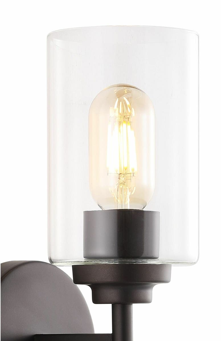 JONATHAN Y Giles 2-Light Farmhouse Industrial Iron Cylinder LED Sconce, Alternate, color, Oil Rubbed Bronze