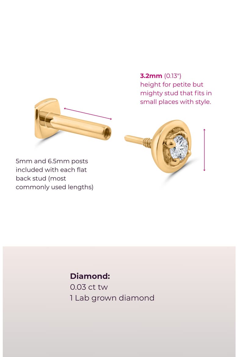 Center-of-Attention Flat Back Stud, Alternate, color, Yellow Gold