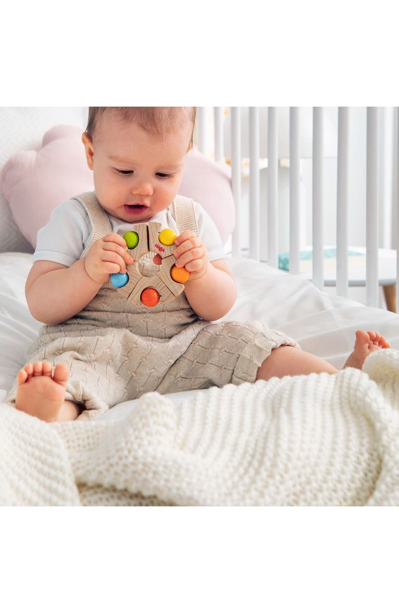 HABA Rainbow Ball Wooden Baby Teething Toy & Montessori Grasping Wooden Rattle, Sensory Toys for Babies, Baby Grasping Toys for 6-12 Months, Alternate, color, Multi