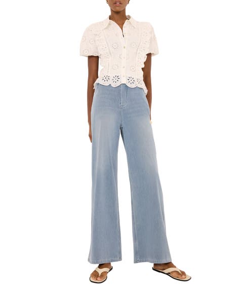 Stretch Denim Wide Leg Travel Jeans