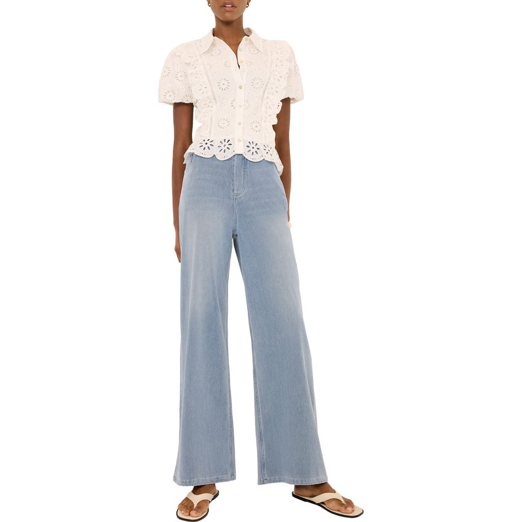 Mint Velvet Stretch Denim Wide Leg Travel Jeans In Blue