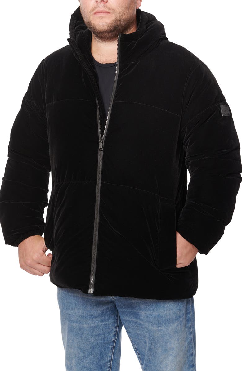 Sean John Hooded Velvet Puffer Jacket, Alternate, color,