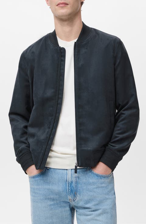 Faux Suede Bomber Jacket