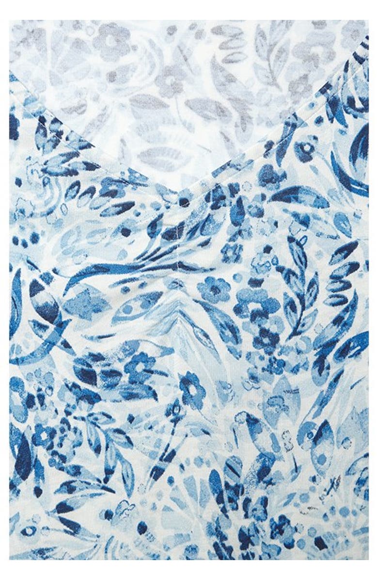 LASCANA Women's Floral Ruched V-Neck Top, Alternate, color, Blue Floral