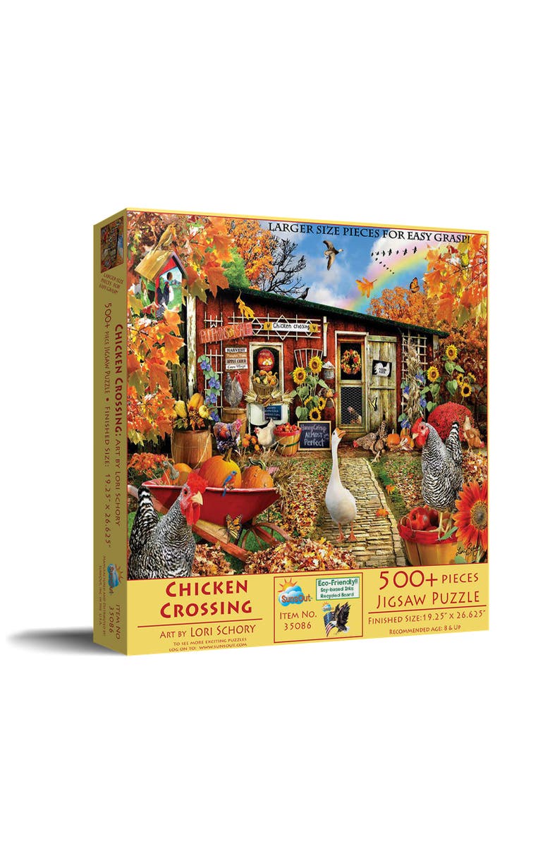 Sunsout Chicken Crossing 500 piece Jigsaw Puzzle for Adults Large Pieces, Main, color, Multicolor
