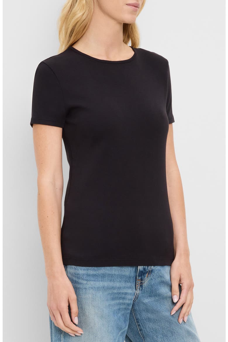 Haley Fine Binded Cotton T-Shirt, Alternate, color, BLACK