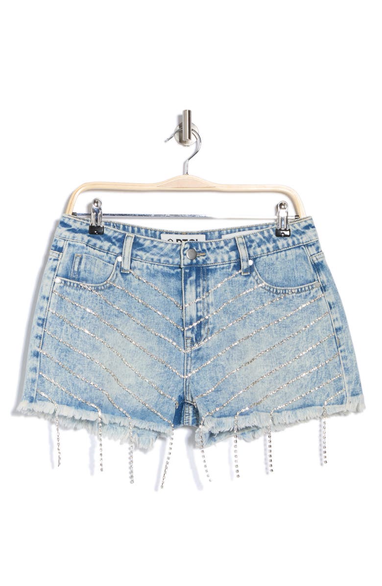 PTCL Rhinestone Fringe Denim Shorts, Alternate, color,