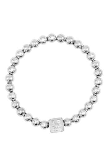 Adornia Crystal Initial Stretch Bracelet In Silver-m