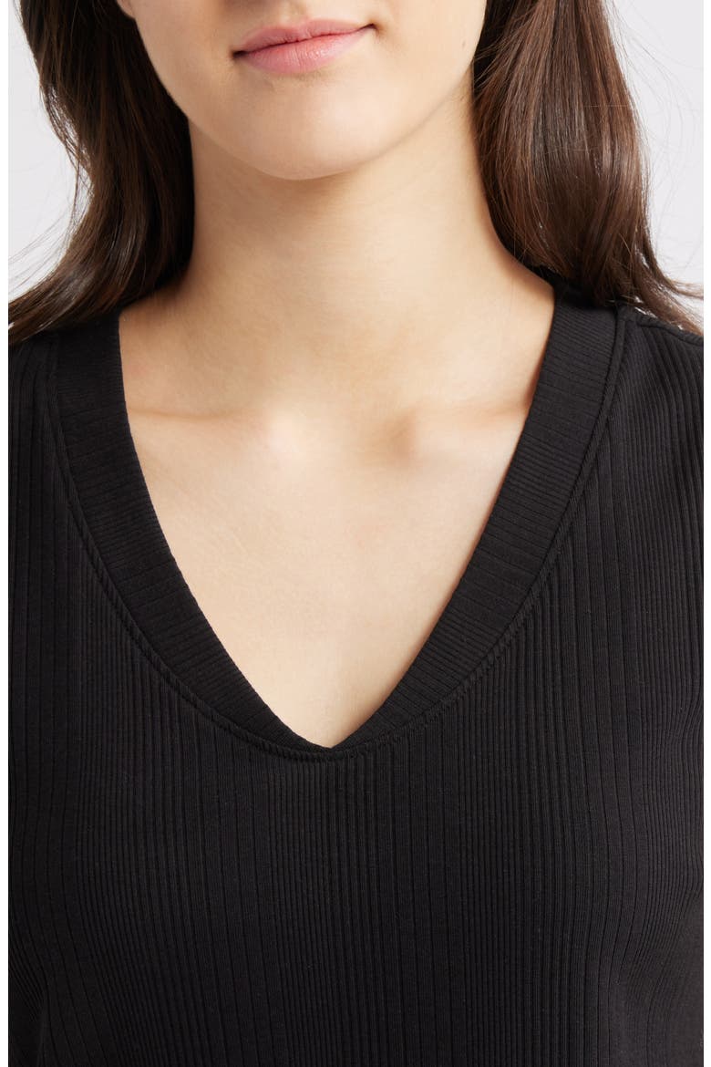 V-Neck Rib Tank, Alternate, color, BLACK