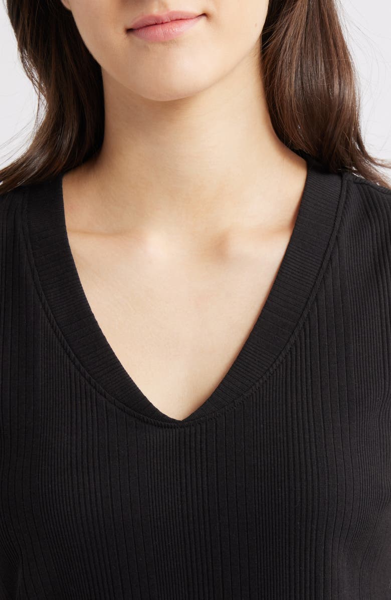 Wit & Wisdom V-Neck Rib Tank, Alternate, color, Black