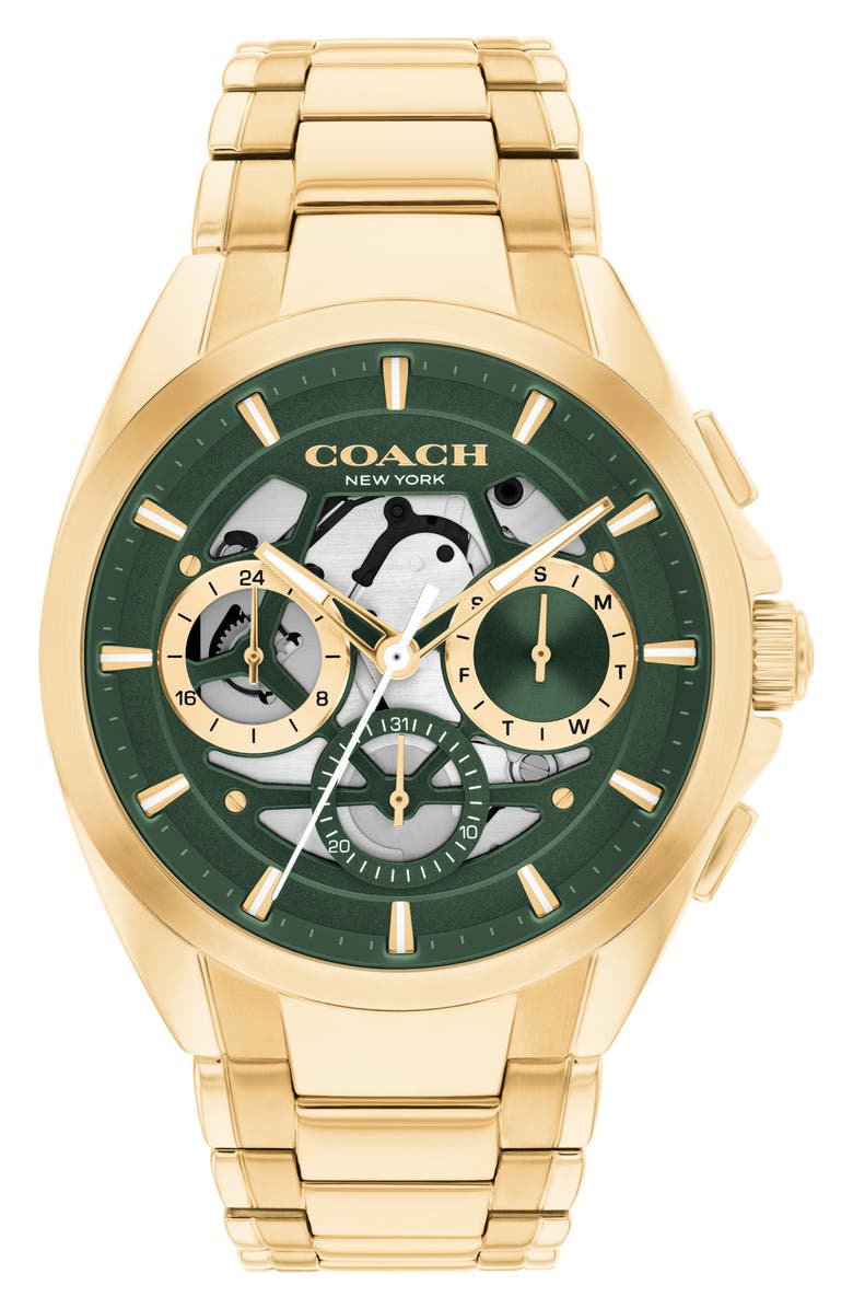COACH Jackson Bracelet Chronograph Watch, 41.5mm, Main, color, Gold