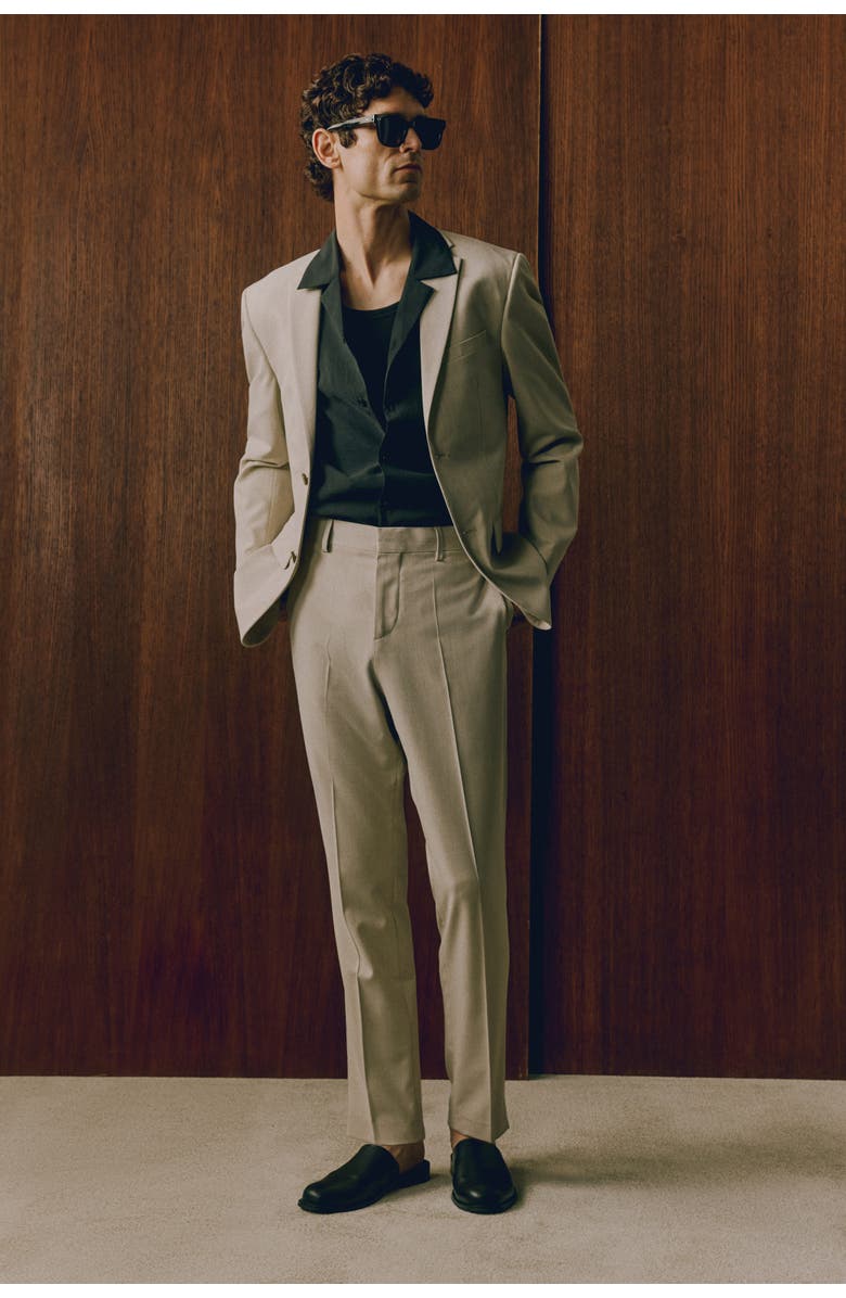 H&M Slim Fit Suit Trousers, Alternate, color, Light Beige