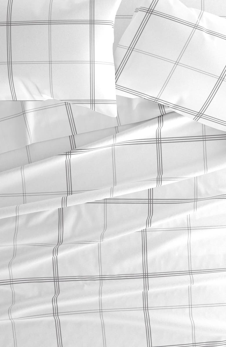 HOMESPUN Premium Checkered 4-Piece Flannel Bed Sheet Set, Alternate, color, Gray