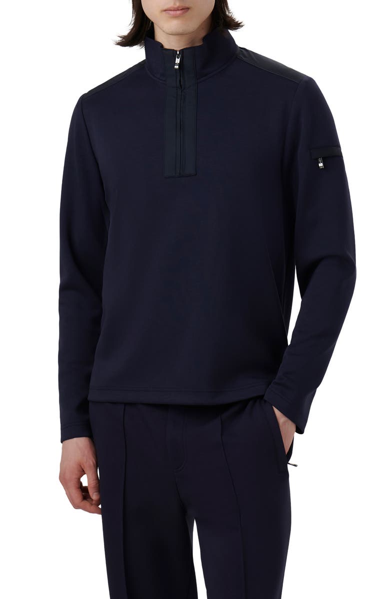 Bugatchi Soft Touch Quarter Zip Pullover, Main, color, Navy