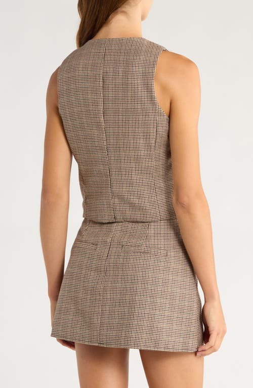 Blanknyc Plaid Crop Vest In Brown