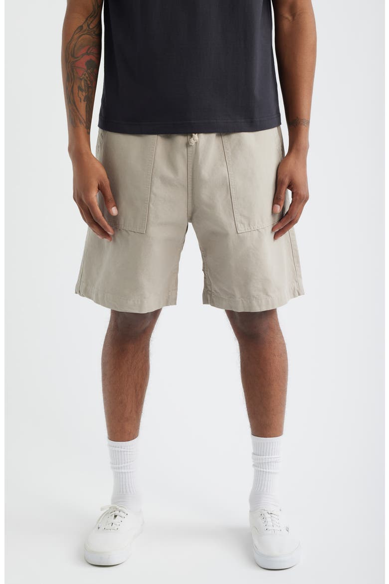Classic Cotton Poplin Drawstring Chef Shorts, Main, color, STONE