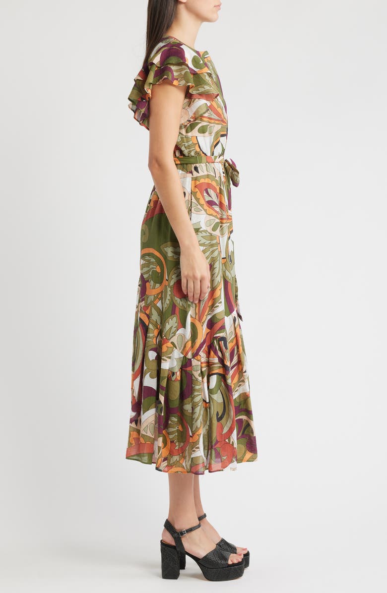 CIEBON Nythia Tie Belt Shirtdress, Alternate, color, Green Multi