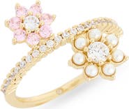 Covet Cubic Zirconia & Faux Pearl Scattered Flower Ring