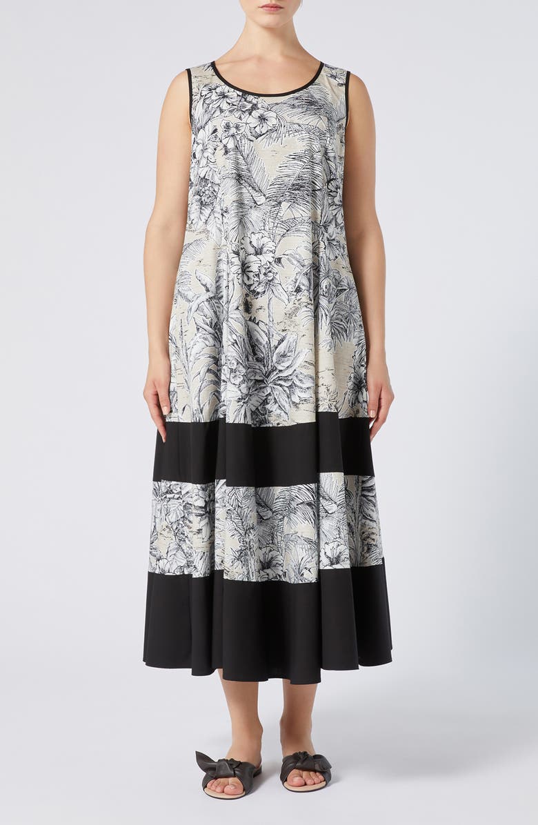 Marina Rinaldi Nandina Print Border Sleeveless Maxi Dress, Main, color,