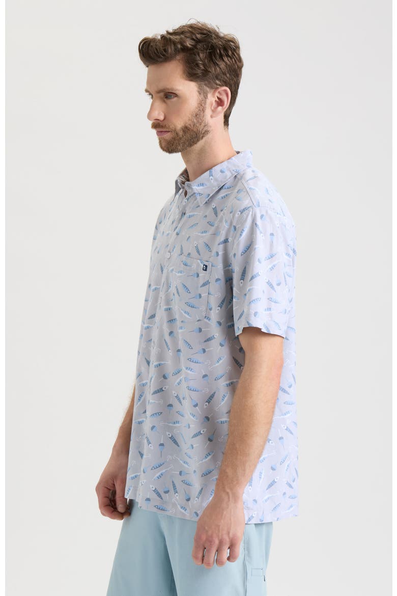 Tempting Tackle Woven Short Sleeve Shirt, Alternate, color, Cloud Grey