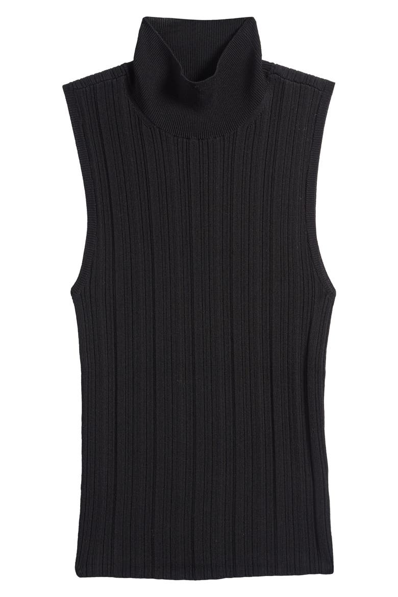 Brin Mock Neck Rib Sweater Tank, Alternate, color, BLACK