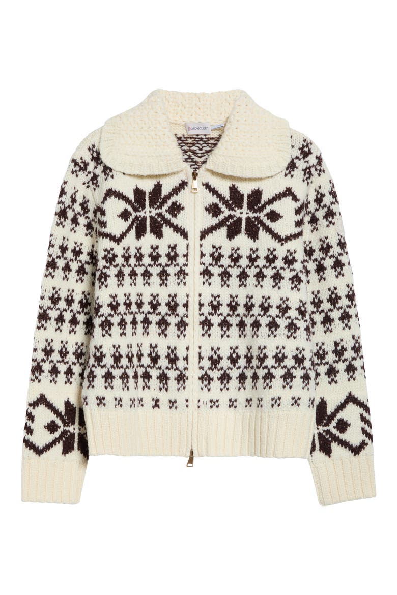 Fair Isle Wool Blend Zip Cardigan, Main, color, WHITE