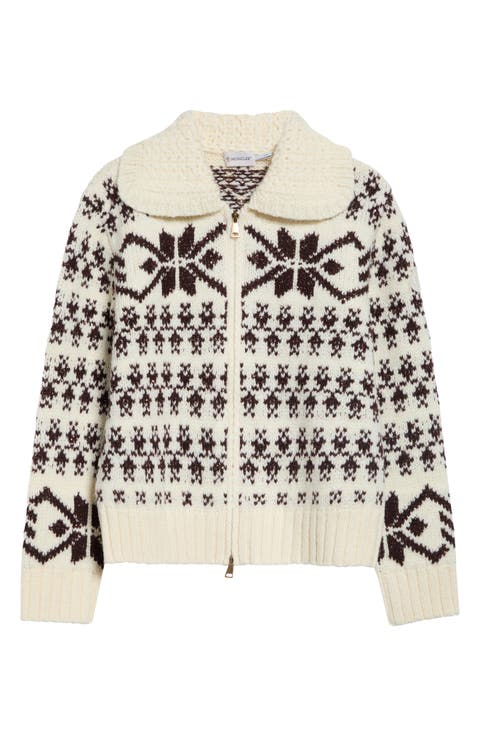 Fair Isle Wool Blend Zip Cardigan