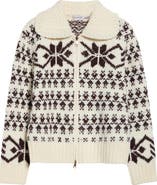 Moncler Fair Isle Wool Blend Zip Cardigan