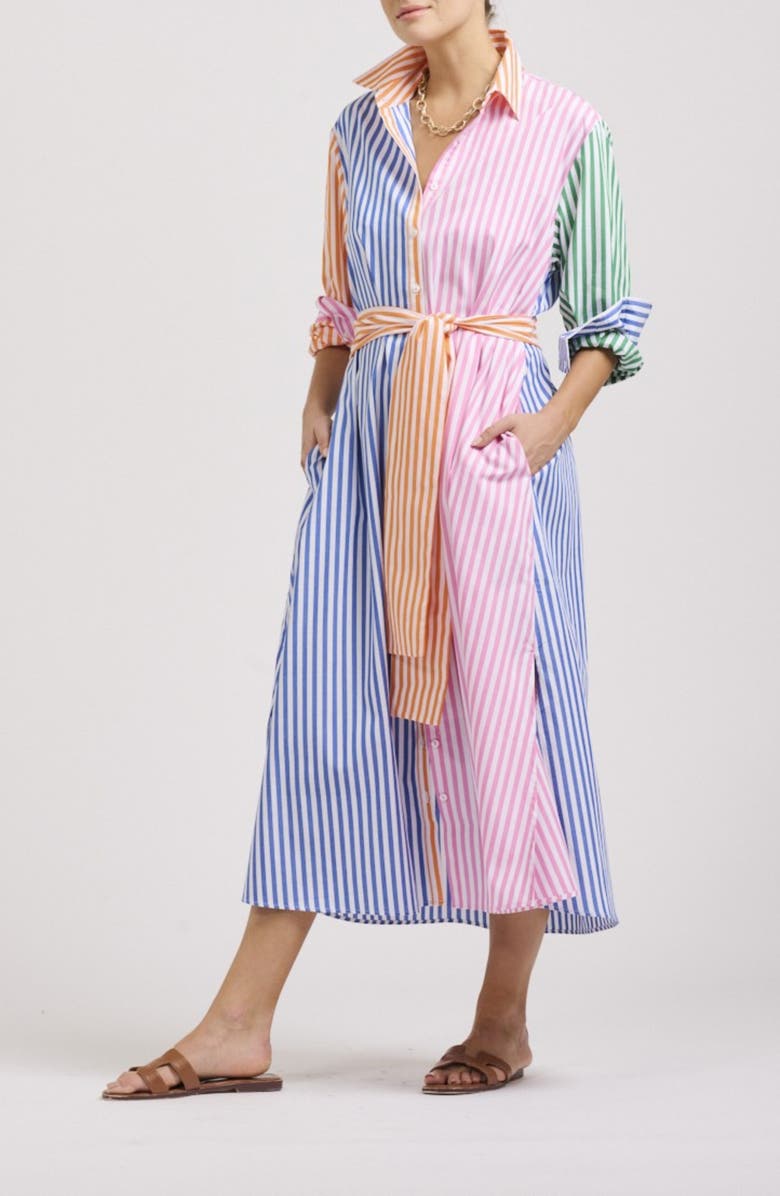 SHIRTY Mixed Stripe Long Sleeve Shirtdress, Alternate, color, Bright Combo