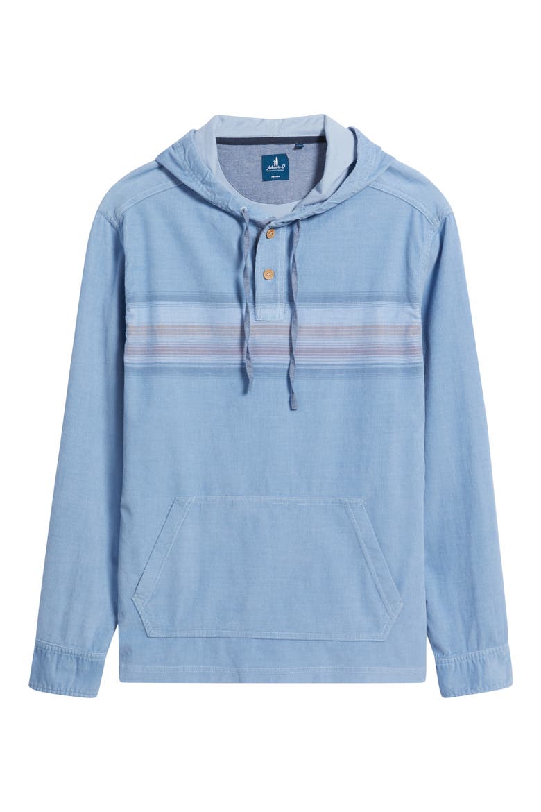 Dorn Washed Stretch Corduroy Henley Hoodie, Alternate, color, MALIBLU