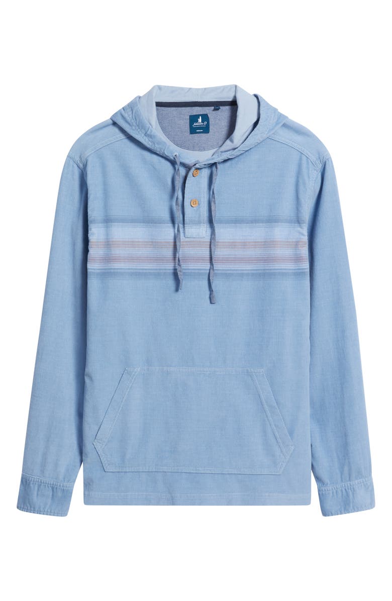 johnnie-O Dorn Washed Stretch Corduroy Henley Hoodie, Alternate, color, Maliblu