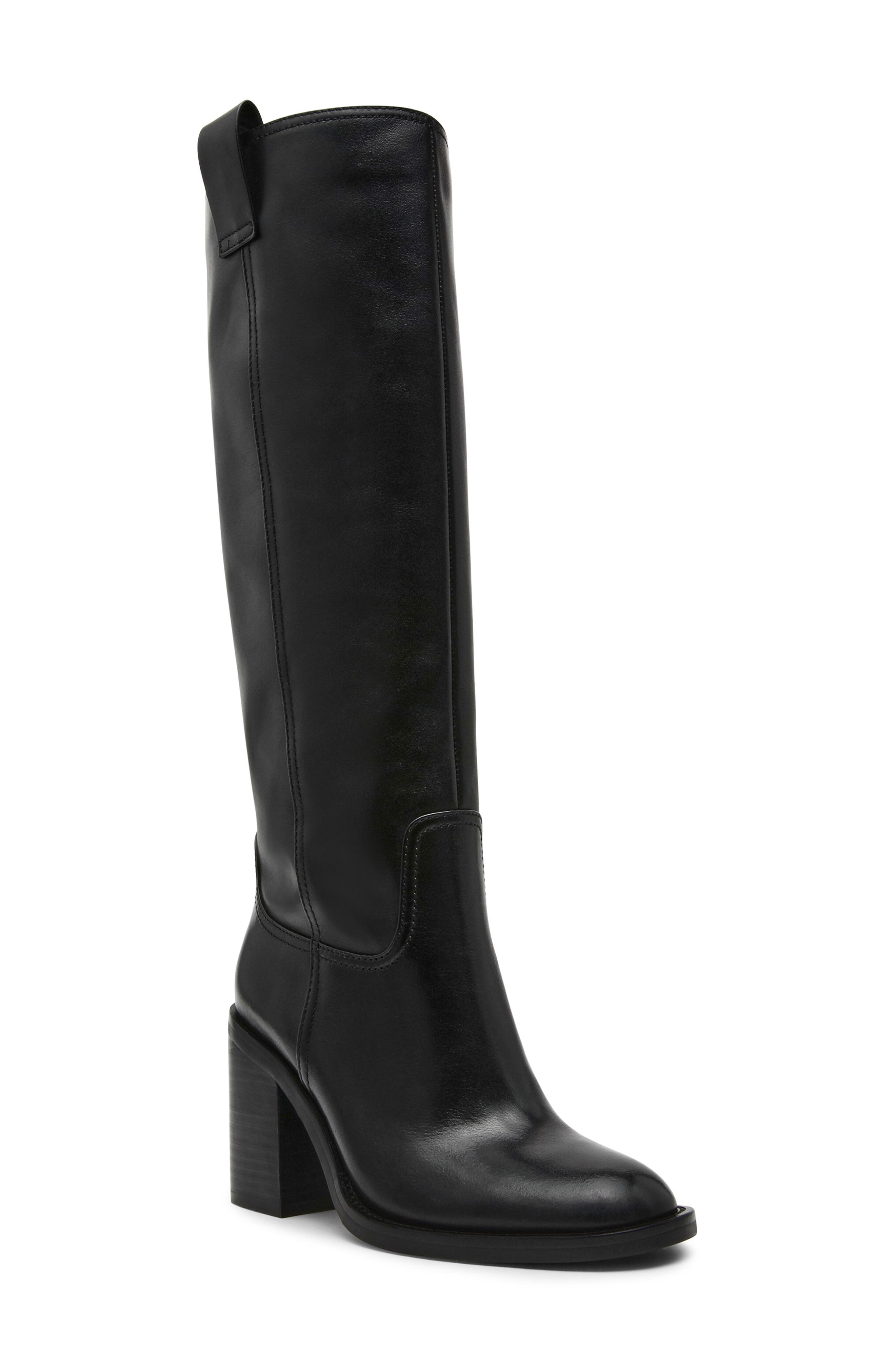 Posey Knee High Boot, Main, color, BLACK LEATHER