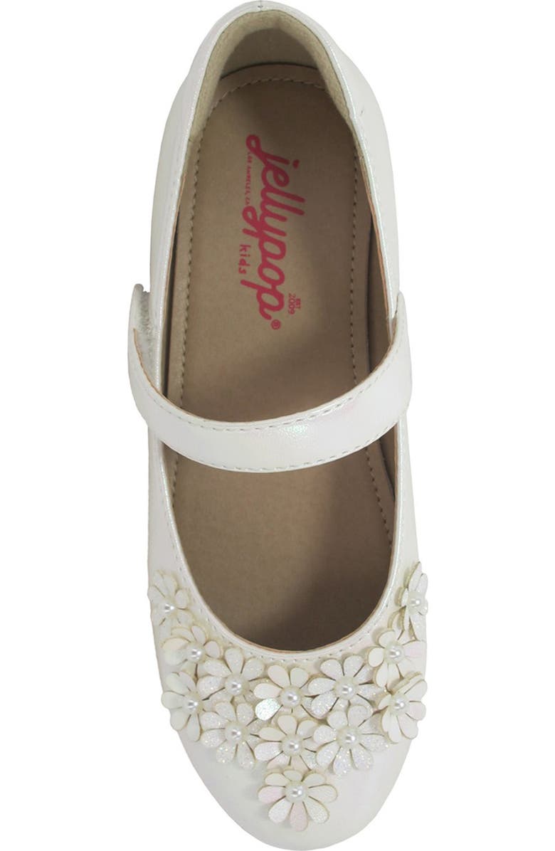 JELLYPOP Kids' Hanley Floral Appliqué Mary Jane Flat, Alternate, color, White