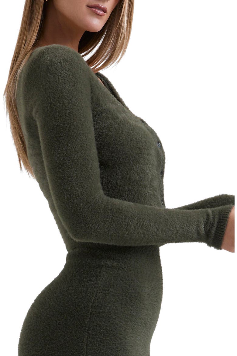 Gene Chenille Crop Cardigan, Alternate, color, KHAKI