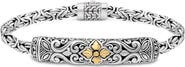 DEVATA Maple Leaf on Filigree with Borobudur Chain Bracelet in Sterling Silver and 18K Gold Accents