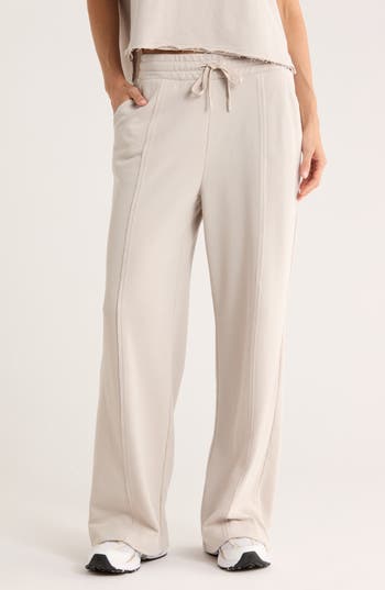 Yogalicious Metro Sunday French Terry Wide Leg Pants In Neutral