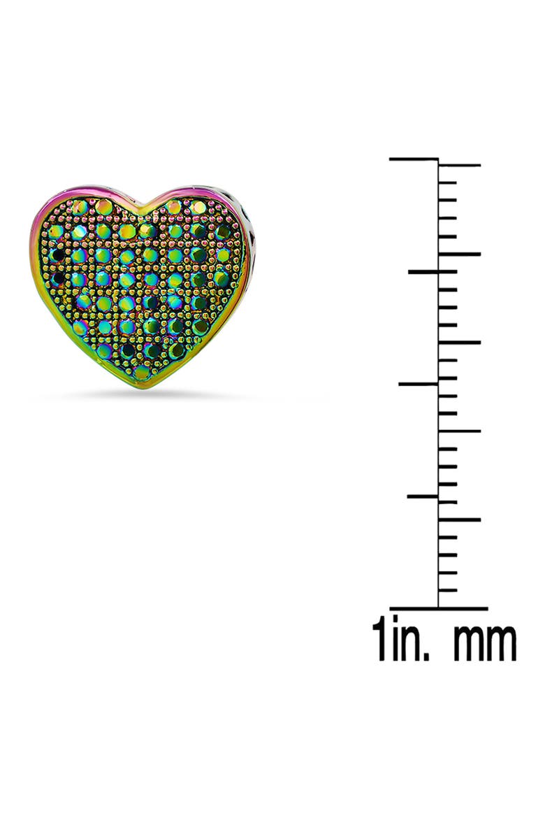 Pavé Simulated Diamond Heart Stud Earrings, Alternate, color, MULTI