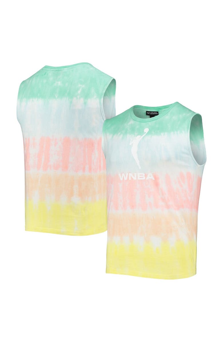 THE WILD COLLECTIVE Mint/Coral WNBA Logowoman Pride Tie-Dye Muscle Tank Top, Main, color, Mint