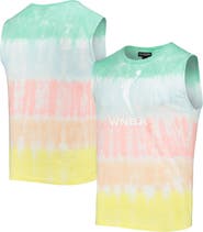 THE WILD COLLECTIVE Mint/Coral WNBA Logowoman Pride Tie-Dye Muscle Tank Top