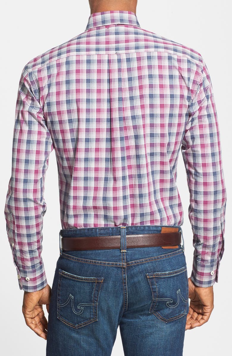 Peter Millar Regular Fit Mélange Plaid Sport Shirt, Alternate, color, 