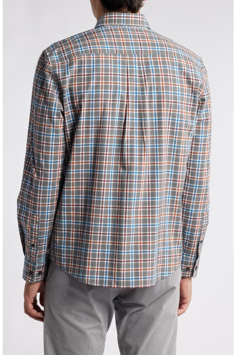York Plaid Stretch Button-Down Shirt, Alternate, color, CHARCOAL
