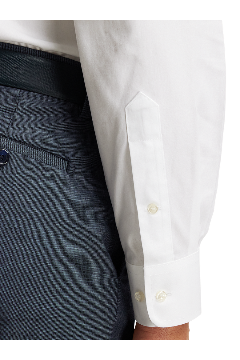 Tailored Fit Non-iron Cotton Pinpoint Solid Snap Tab Collar Dress Shirt, Alternate, color, White
