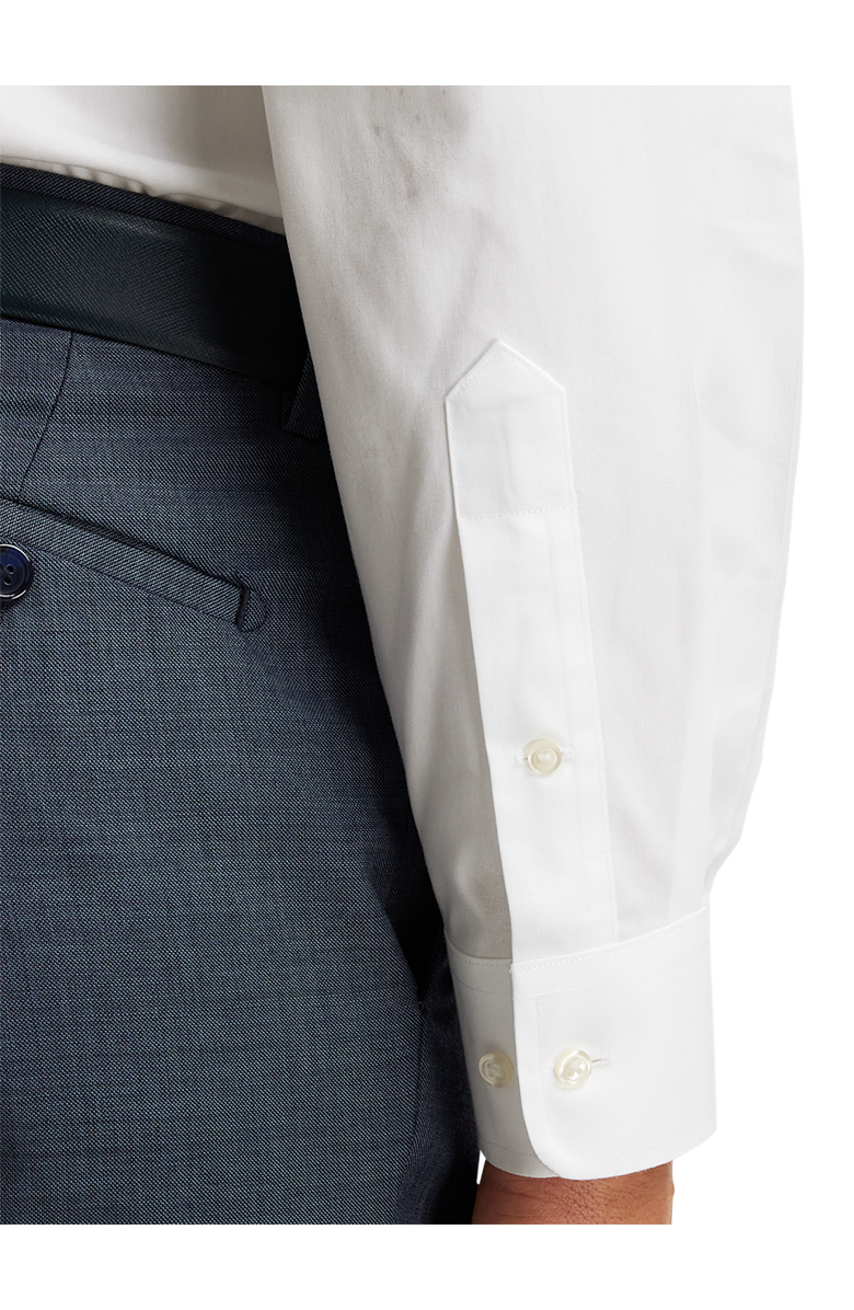 Paul Fredrick Slim Fit Non-iron Cotton Pinpoint Solid Snap Tab Collar Dress Shirt, Alternate, color, White