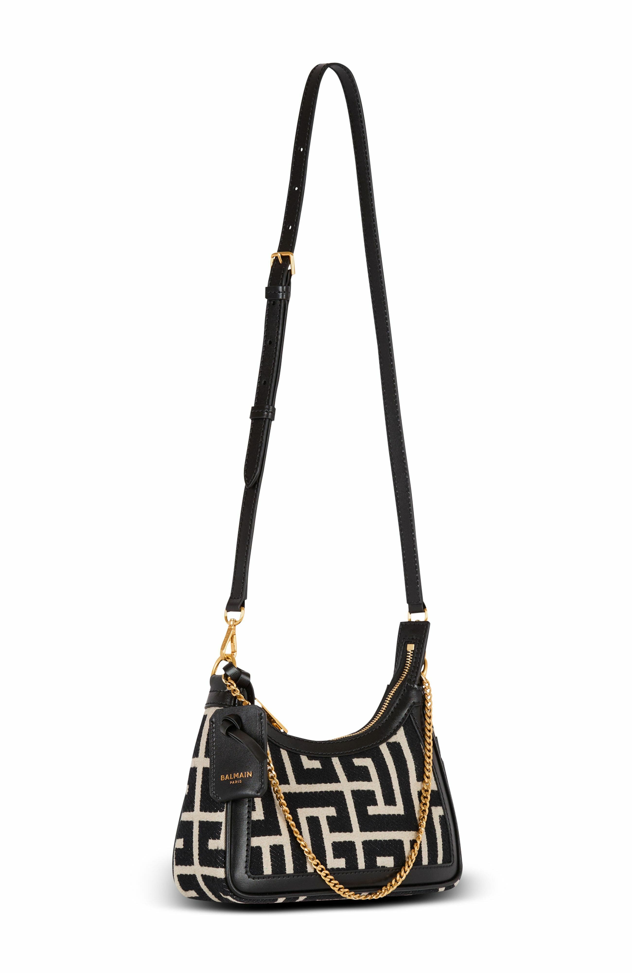Balmain B-Army Shoulder Bag In Monogram Jacquard, Alternate, color, 