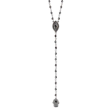 Stand in Strength Rosary Hematite Stone Necklace