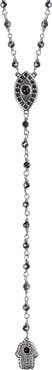 Karma and Luck Stand in Strength Rosary Hematite Stone Necklace