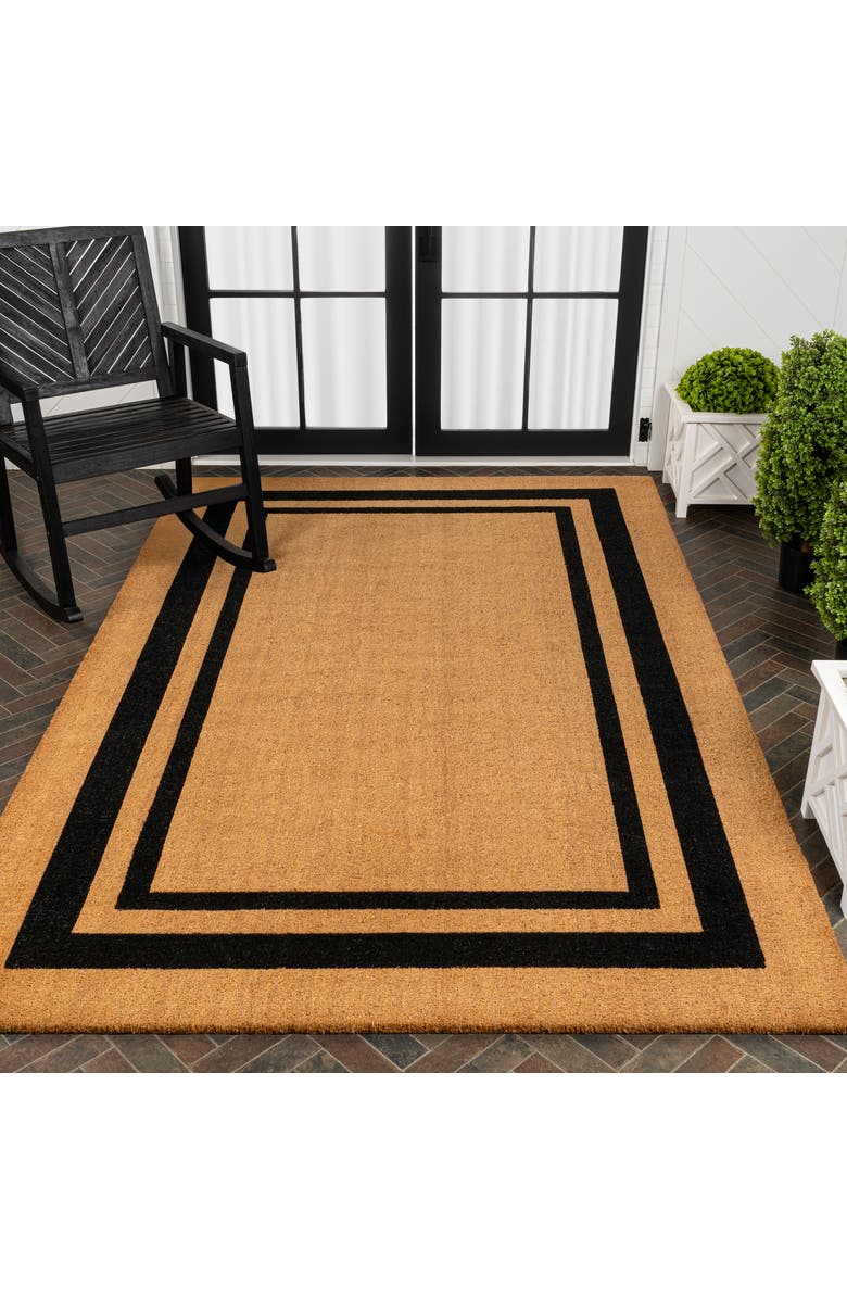 JONATHAN Y Peater Classic Casual Commerical Natural Coir Mat Indoor/Outdoor, Alternate, color, Natural Black Border