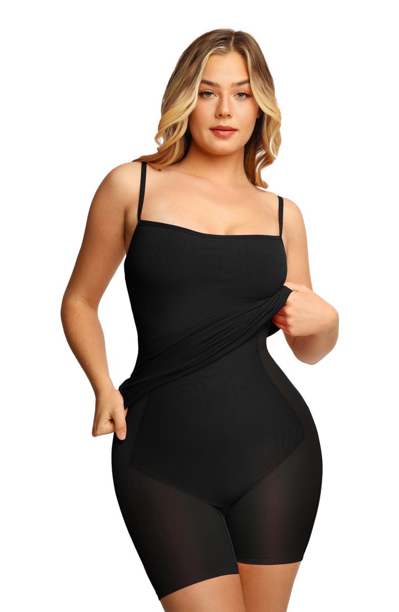Popilush Shapewear Solid Modal Butt Lift Mini Slip Dress, Alternate, color, Midnight Black