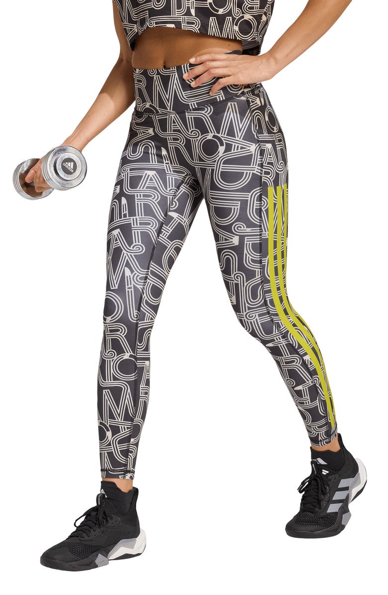 adidas x FARM Rio Optime Climacool Leggings, Main, color, Black/ Crystal Linen/ Lime