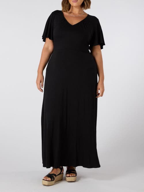 Live Unlimited Jersey V-neck Maxi Dress In Black